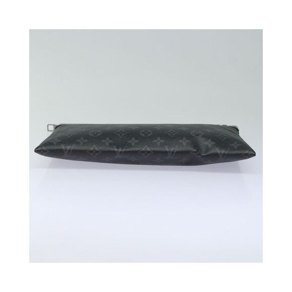 Pre Loved Louis Vuitton Monogram Eclipse Pochette Clutch Unisex Black Clutch - Picture 7 of 8